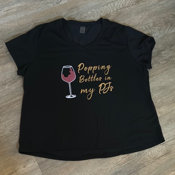NEW! Black V-Neck Pajama Tee with Wine Graphic. Size 3x - Picture 1 of 1
